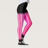 Meisroze en Paarse strepen + Zwarte regio's Leggings (Rechts)