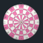 Meisroze en wit dartbord<br><div class="desc">Girly Pink and White Dart Board</div>
