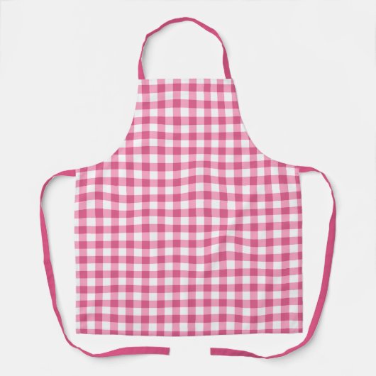 Meisroze en witte gingham check Patroon Schort (Voorkant)