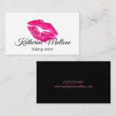 Meisroze en witte kus lips Makeup artiest Visitekaartje (Voorkant / Achterkant)