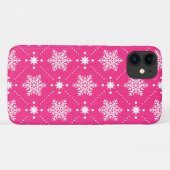 Meisroze en witte sneeuwvlokken kerstpatroon Case-Mate iPhone case (Achterkant (horizontaal))