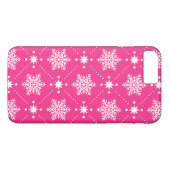 Meisroze en witte sneeuwvlokken kerstpatroon Case-Mate iPhone case (Achterkant (Horizontaal))