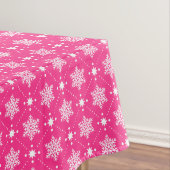 Meisroze en witte sneeuwvlokken kerstpatroon tafelkleed (Voorbeeld)