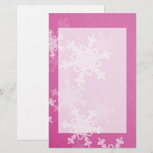 Meisroze en witte sneeuwvlokken voor kerstmis briefpapier (Voorkant / Achterkant)