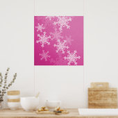Meisroze en witte sneeuwvlokken voor kerstmis poster (Keuken)