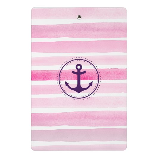 Meisroze en witte Waterverven met anker Mini Klembord (Achterkant)