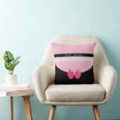 Meisroze en zwarte Baby schoenen met boog en naam Kussen (Stoel)