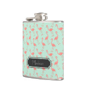 Meisroze Flamingo patroon | Jouw namen toevoegen Heupfles (Links)