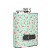 Meisroze Flamingo patroon | Jouw namen toevoegen Heupfles (Rechts)