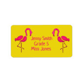 Meisroze flamingo: schoolboekjes etiket (Voorkant)