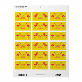 Meisroze flamingo: schoolboekjes etiket