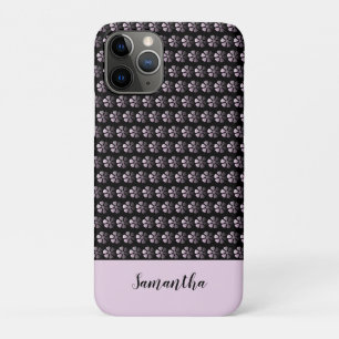 Meisroze Floral, gepersonaliseerd zwart Case-Mate iPhone Case