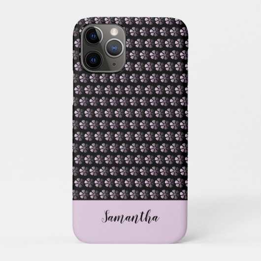 Meisroze Floral, gepersonaliseerd zwart Case-Mate iPhone Case (Achterkant)