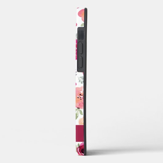 Meisroze Floral Pattern Persoonlijke naam Case-Mate iPhone Case (Achterkant / Links)