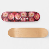 Meisroze Floral Rozen Persoonlijke naam Persoonlijk Skateboard (Horizontaal)