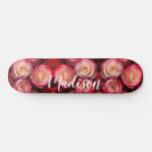 Meisroze Floral Rozen Persoonlijke naam Persoonlijk Skateboard (Horizontaal)