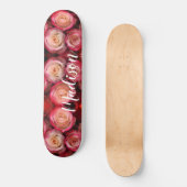 Meisroze Floral Rozen Persoonlijke naam Persoonlijk Skateboard (Voorkant)