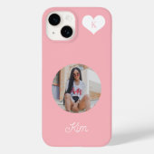 Meisroze foto en naam gepersonaliseerd modern Case-Mate iPhone case (Achterkant)