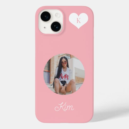 Meisroze foto en naam gepersonaliseerd modern Case-Mate iPhone case (Achterkant)