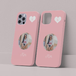 Meisroze foto en naam gepersonaliseerd modern Case-Mate iPhone 14 hoesje