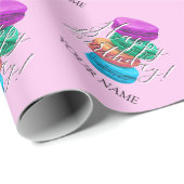 Meisroze Franse macaronkoekjes, aangepast op Birth Cadeaupapier (Rol Hoek)