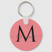 Meisroze gepersonaliseerd monogram sleutelhanger (Voorkant)