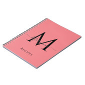 Meisroze gepersonaliseerd monogram zwart notitieboek (Linkerzijde)