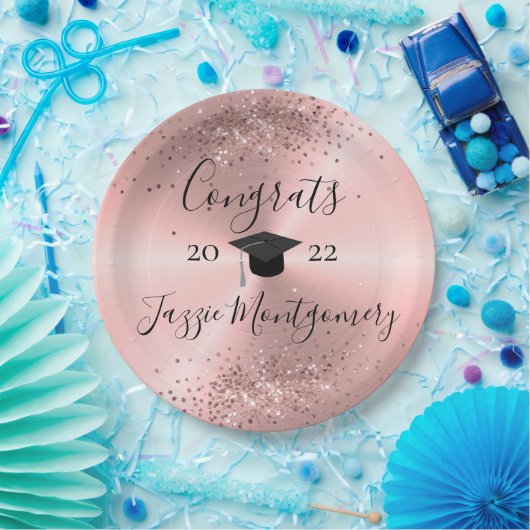 Meisroze gepolijst Sheen Glittery Papieren Bordje (Feest)