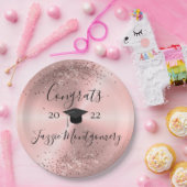 Meisroze gepolijst Sheen Glittery Papieren Bordje (Feest)