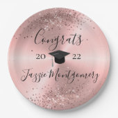 Meisroze gepolijst Sheen Glittery Papieren Bordje (Voorkant)