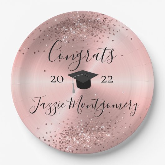 Meisroze gepolijst Sheen Glittery Papieren Bordje (Voorkant)