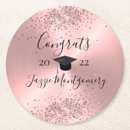 Meisroze gepolijst Sheen Glittery Ronde Kartonnen Onderzetter