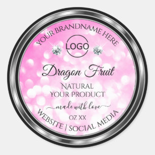 Meisroze glazen waslabel diamanten toevoegen Logo Ronde Sticker