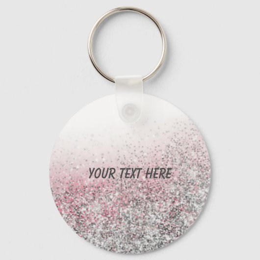 Meisroze glitter gepersonaliseerde partij gunt cad sleutelhanger (Voorkant)