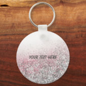Meisroze glitter gepersonaliseerde partij gunt cad sleutelhanger (Voorkant)