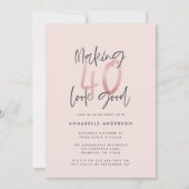 Meisroze glitter modern stijlvol 40ste verjaardag (Voorkant)