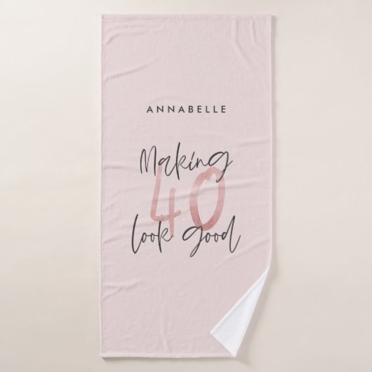 Meisroze glitter modern stijlvol 40ste verjaardag badhanddoek (Badhanddoek)