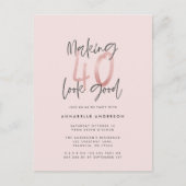 Meisroze glitter modern stijlvol 40ste verjaardag briefkaart (Voorkant)