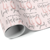 Meisroze glitter modern stijlvol 40ste verjaardag cadeaupapier (Rol Hoek)