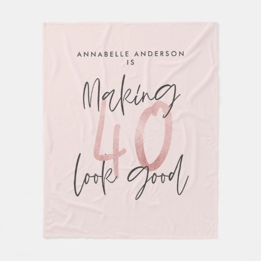 Meisroze glitter modern stijlvol 40ste verjaardag  fleece deken (Voorkant)