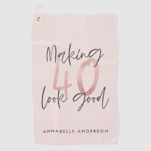 Meisroze glitter modern stijlvol 40ste verjaardag golfhanddoek