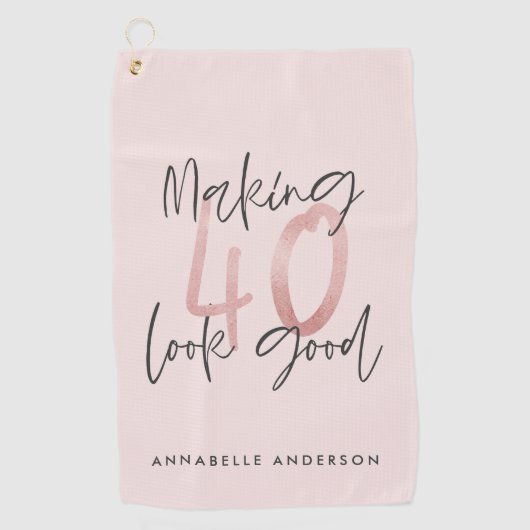 Meisroze glitter modern stijlvol 40ste verjaardag  golfhanddoek (Voorkant)