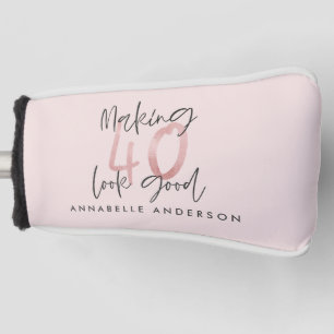 Meisroze glitter modern stijlvol 40ste verjaardag golfheadcover