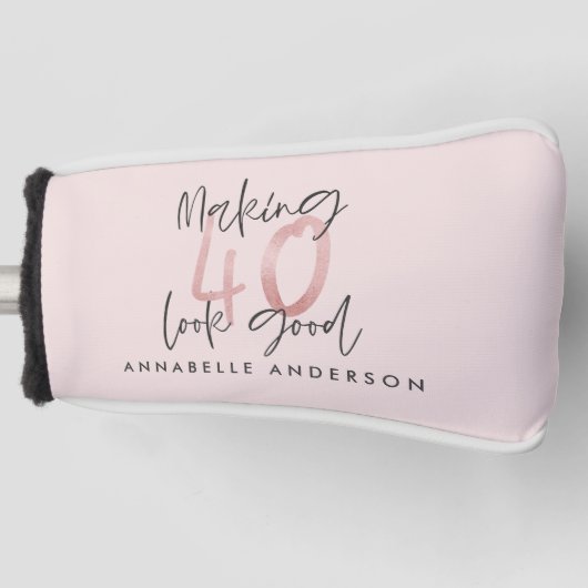 Meisroze glitter modern stijlvol 40ste verjaardag golfheadcover (Voorkant)