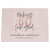 Meisroze glitter modern stijlvol 40ste verjaardag groot cadeauzakje (Voorkant)