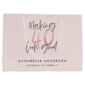 Meisroze glitter modern stijlvol 40ste verjaardag groot cadeauzakje (Achterkant)