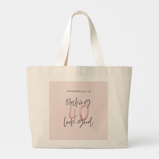 Meisroze glitter modern stijlvol 40ste verjaardag grote tote bag (Achterkant)