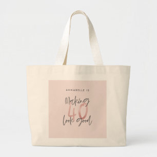 Meisroze glitter modern stijlvol 40ste verjaardag grote tote bag