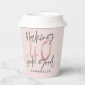 Meisroze glitter modern stijlvol 40ste verjaardag papieren bekers (Achterkant)