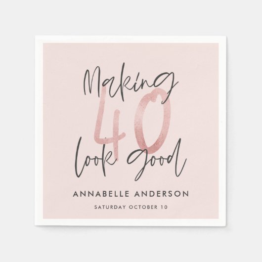 Meisroze glitter modern stijlvol 40ste verjaardag servet (Voorkant)